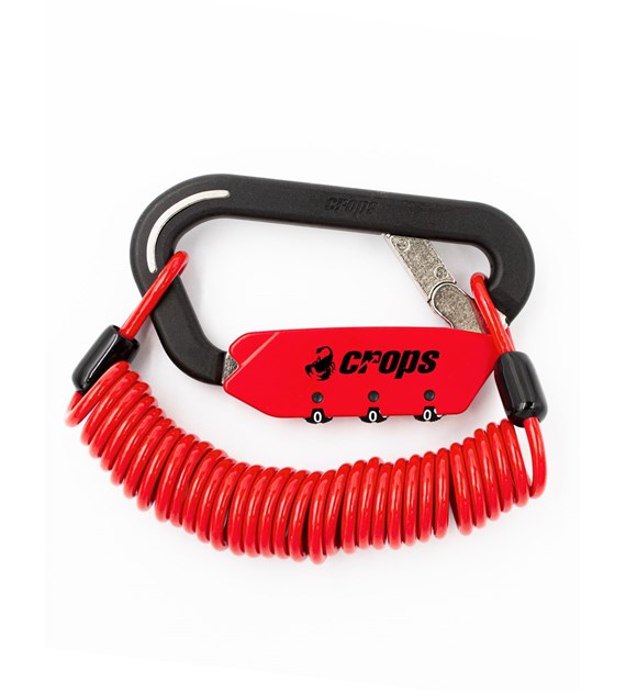 CP-SPD03-SC01-04 Crops :Lock ELK BLK+Single Coiled Cable RED - Zapięcie rowerowe  linka 