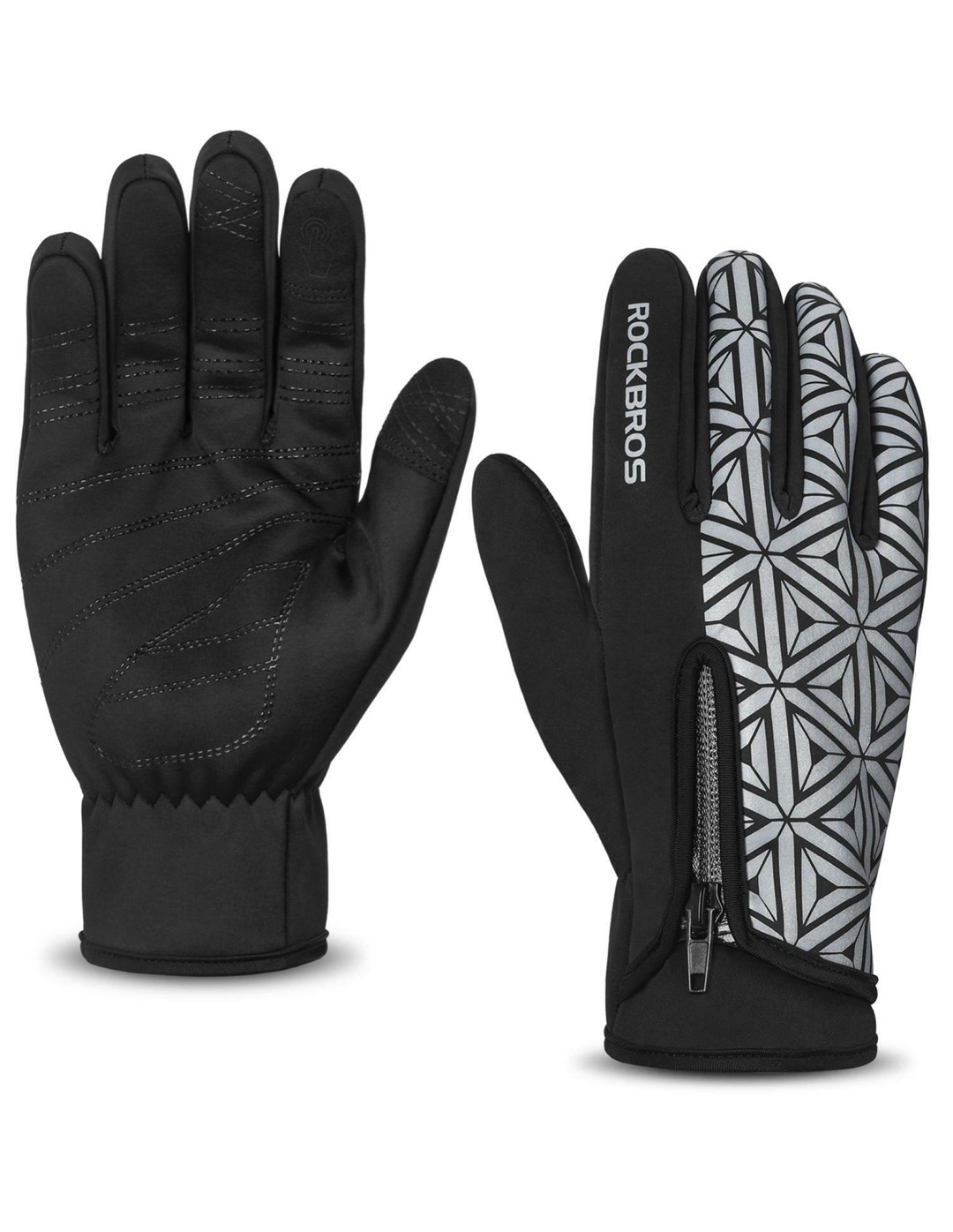 RB16140778003/BLACK/WHITE Rockbros P Gloves S077-8 - Rękawiczki Rowerowe